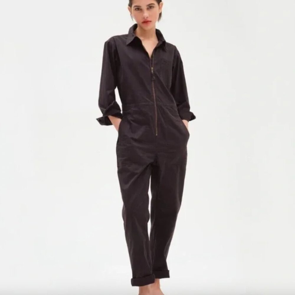Alex Mill Judd zipfront long sleeve jumpsuit Washed Black Medium